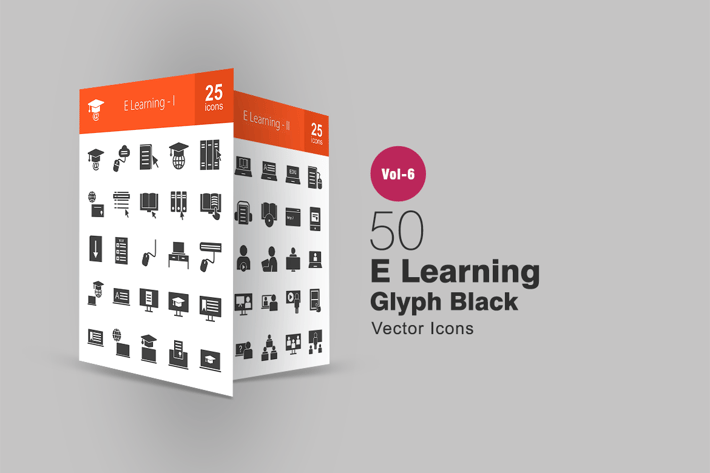 50 E Learning Glyph Icons