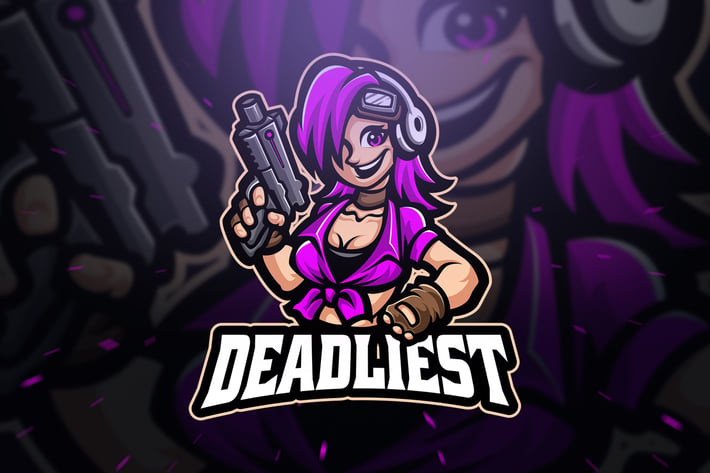Deadliest Cute Girl Sport and Esport Logo Template