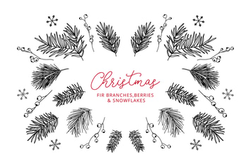 13 Winter Elements – Doodle Line Icons