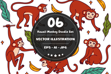 Kawaii Monkey Doodle Set
