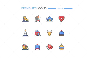 Winter - modern line design style icons set