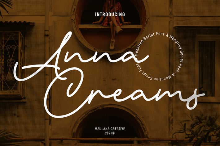 Anna Creams Monoline Script Font