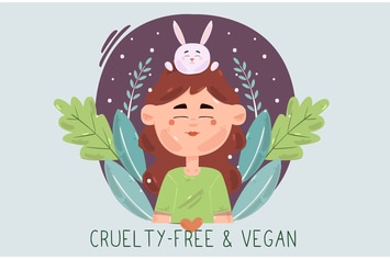 Cruelty Free and Vegan with Woman Character