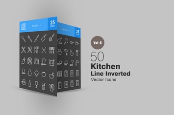 50 Kitchen Line Inverted Icons