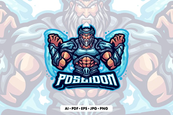 Poseidon Mascot logo Template