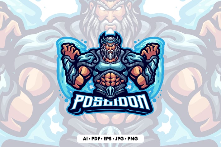 Poseidon Mascot logo Template