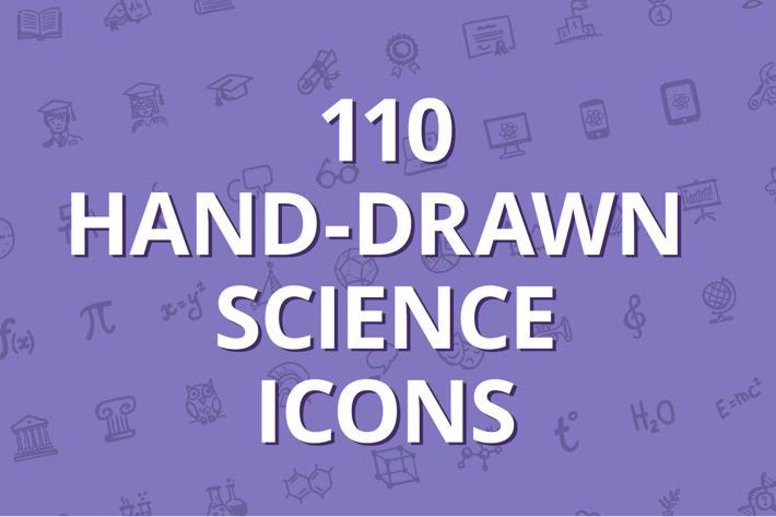 110 hand-drawn science icons