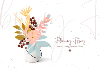 February Flowers - clipart set