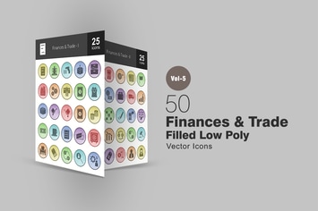 50 Finances & Trade Filled Low Poly Icons
