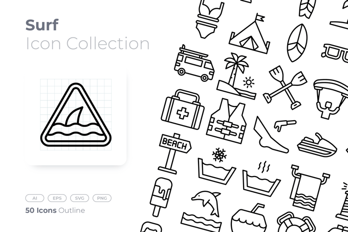 Surf Outline Icon