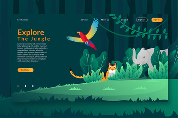 Explore The Jungle - Web Header & Vector