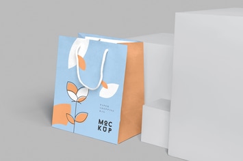 Slim Rectangle Paper Shopping Bag Mockups