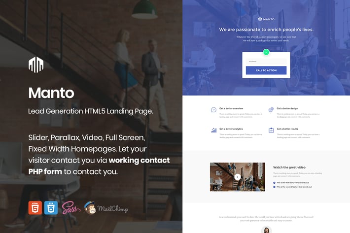 Manto - Lead Generation Landing Page