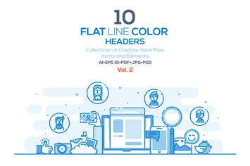 Set of Flat Line Color Headers