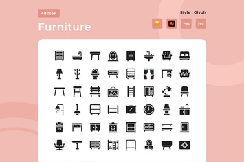 Meuble Glyph Style Icon Pack
