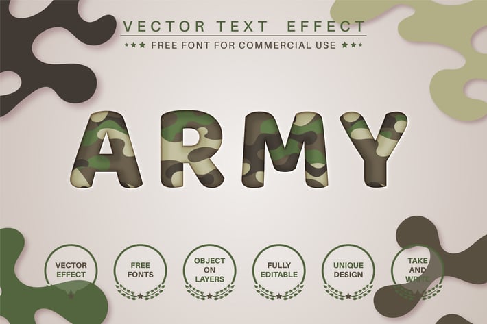 Paper military - editable text effect,  font style