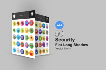 50 Security Flat Shadowed Icons