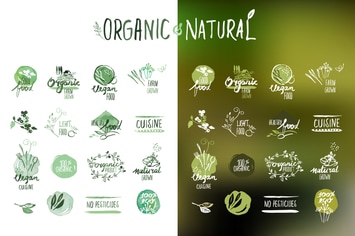 Organic food stickers and badges