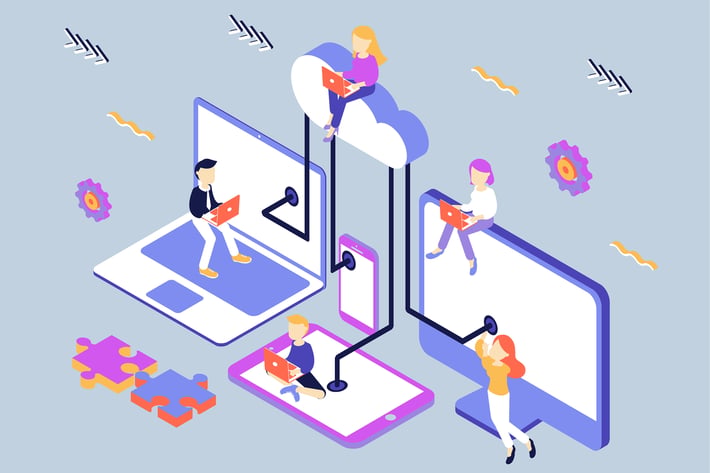 Cloud Computing Isometric Illustration