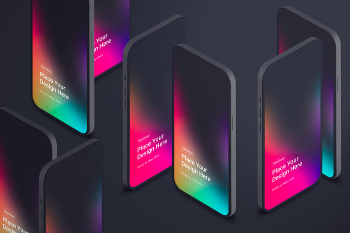 iPhone 12 isometric Clay Mockup