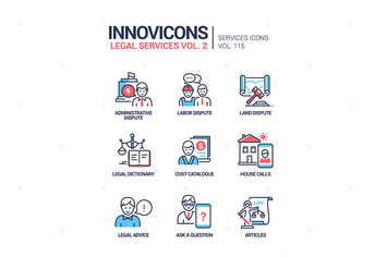 Legal services - line design style icons set