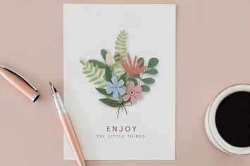 Floral postcard mockup on a pink background