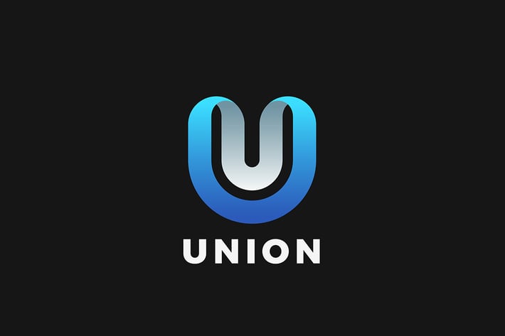Letter U Logo design 3D Ribbon style