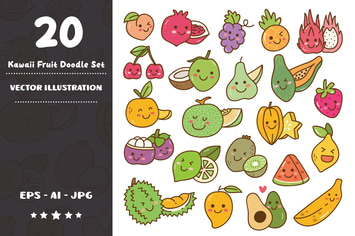 Kawaii Fruit Doodle Set