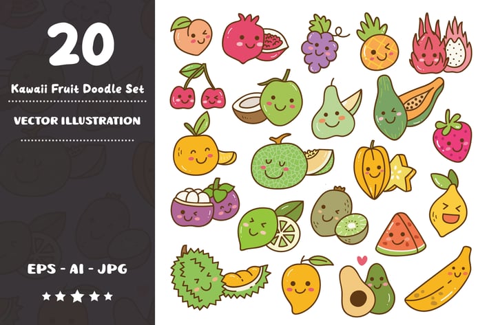 Kawaii Fruit Doodle Set