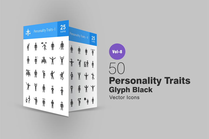 50 Personality Traits Glyph Icons