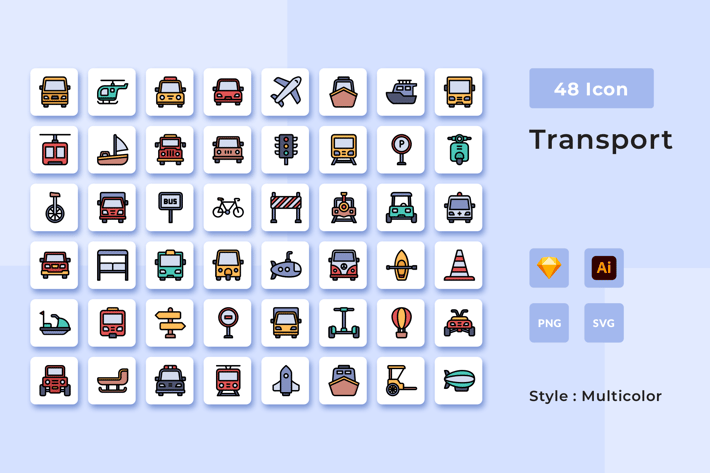 Transport Multicolor Style Icon Pack
