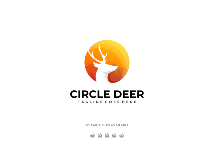 Circle Deer Negative Space Logo