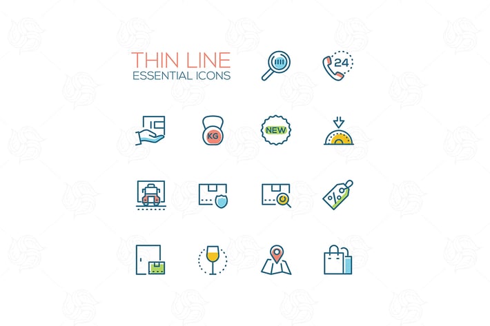 Essential icons - modern vector single line icons