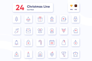 Christmas Line Vector Icon Collection
