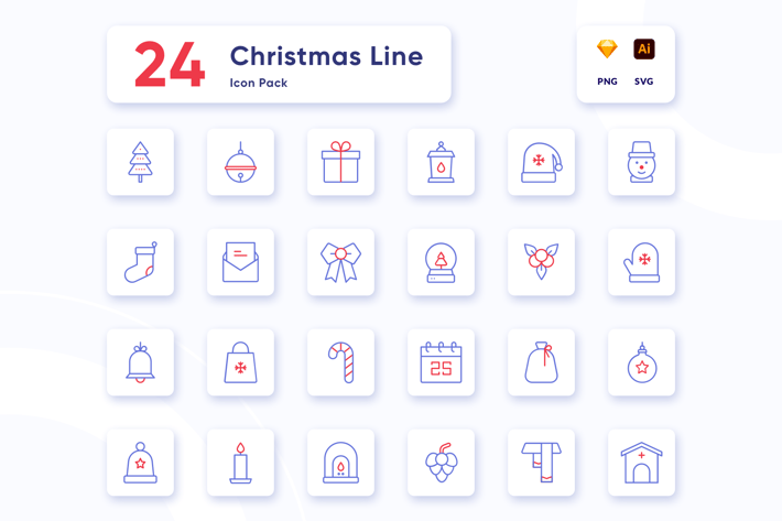 Christmas Line Vector Icon Collection