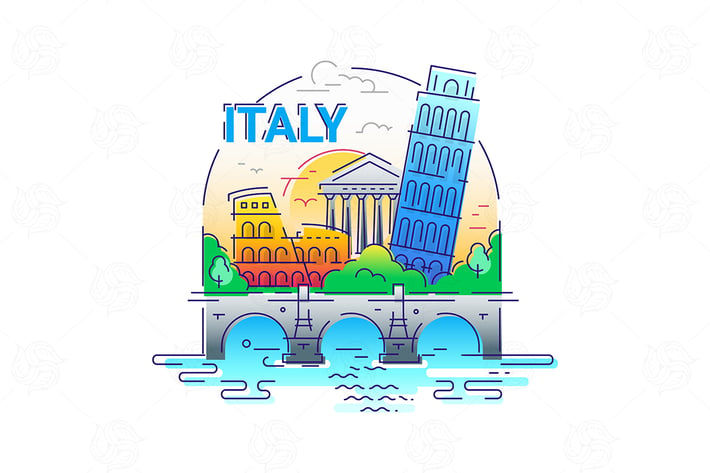 Italy - modern vector line travel illustration