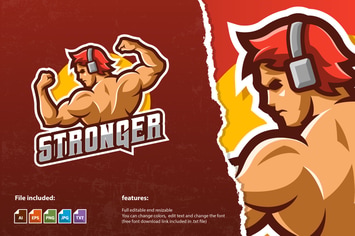 The Muscle Man Mascot Logo Template