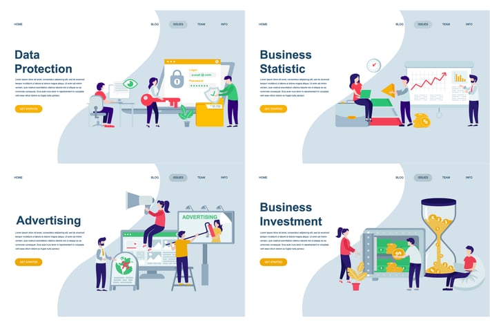 Set of Landing Page Templates Flat Concept