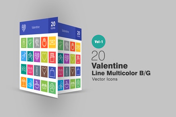 20 Valentine Line Multicolor Icons