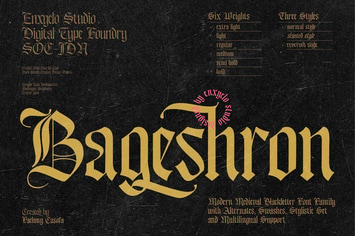  Bageshron Font Family - Blackletter Medieval Font
