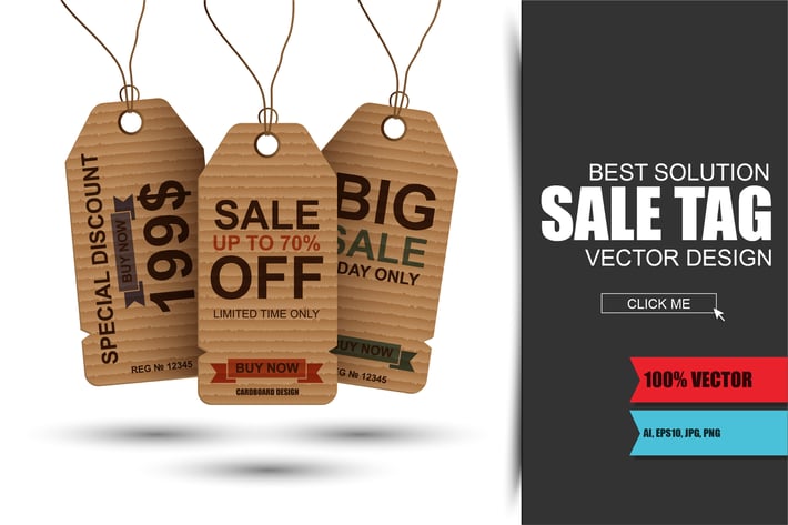 Realistic cardboard sale tag