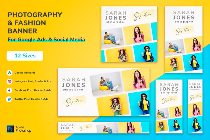 Photography Fashion Yellow Web Google Ads Banners