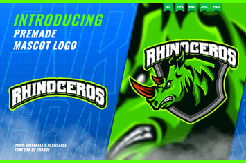 Rhinoceros - Mascot Esport Logo Template