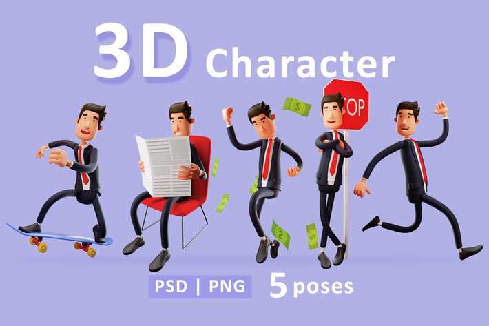 Business Man 3D Character Set
