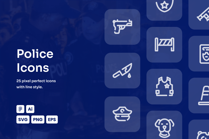 Police Dashed Line Icons