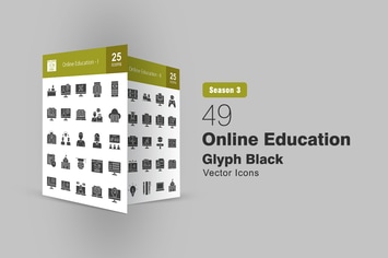 49 Online Education Glyph Icons