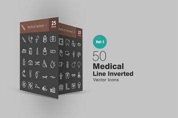 50 Medical Line Inverted Icons