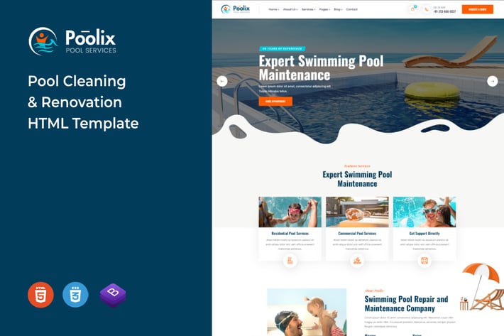 Poolix - Pool Cleaning & Renovation HTML Template 