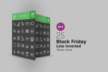 25 Black Friday Line Inverted Icons