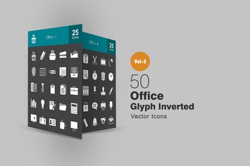 50 Office Glyph Inverted Icons